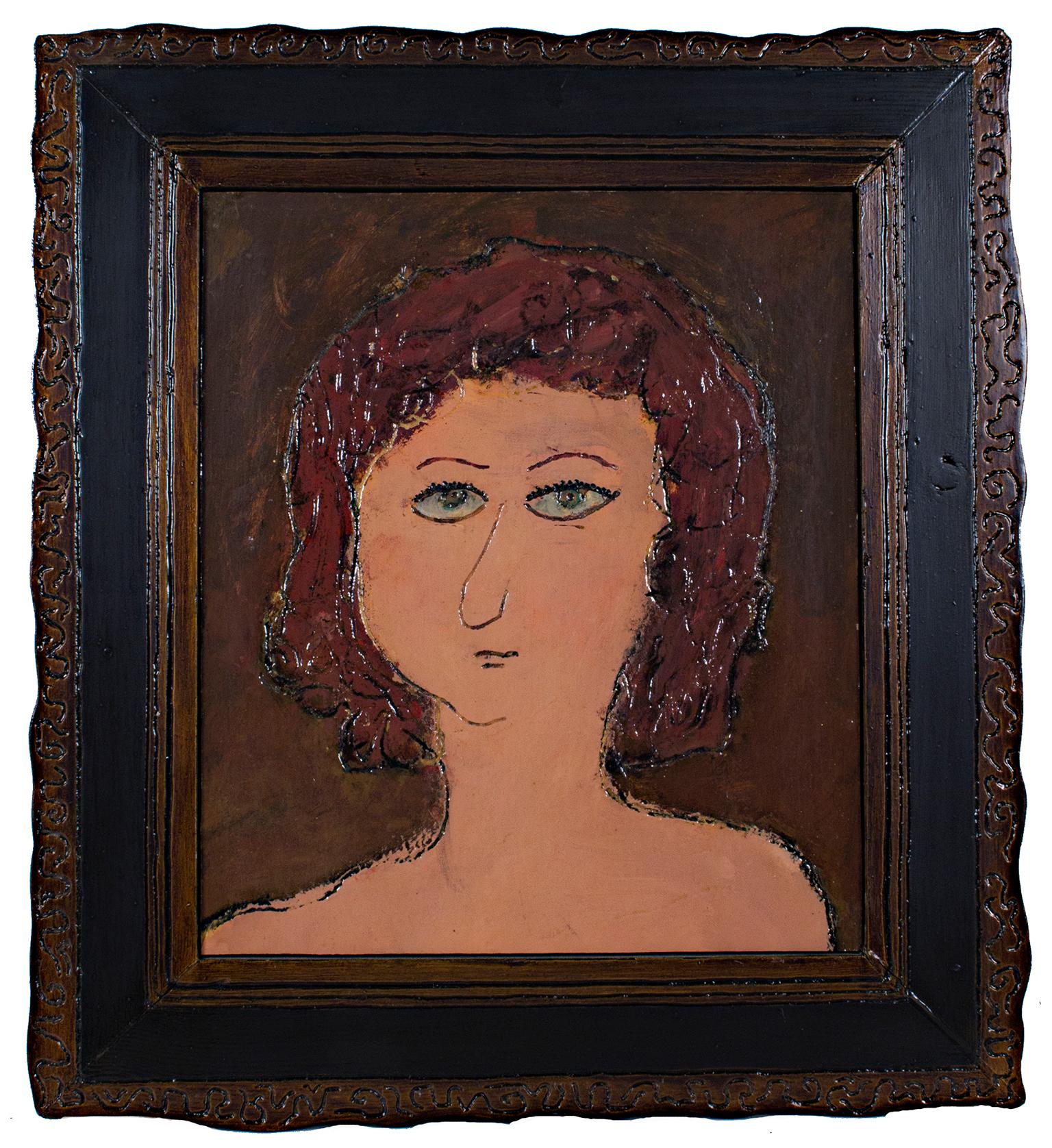 "Lee, " Portrait of Woman Oil on Wood signed on Verso by Robert Richter