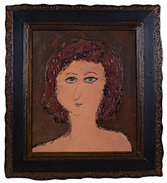 "Lee," Portrait of Woman Oil on Wood signed on Verso by Robert Richter