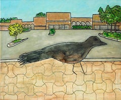 'Mall Bird' original oil on wood painting signed by Robert Richter