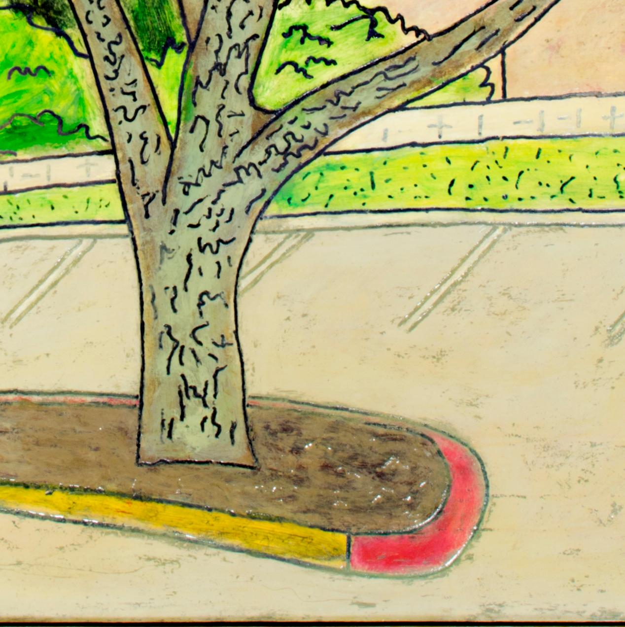 'Red and Yellow Curb', dipinto originale ad olio su legno firmato da Robert Richter in vendita 2