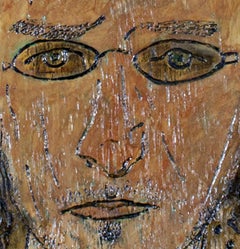 "Self Portrait, " oil painting on wood with handmade frame by Robert Richter