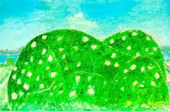 'Shore Bush' original oil on wood painting signed by Robert Richter