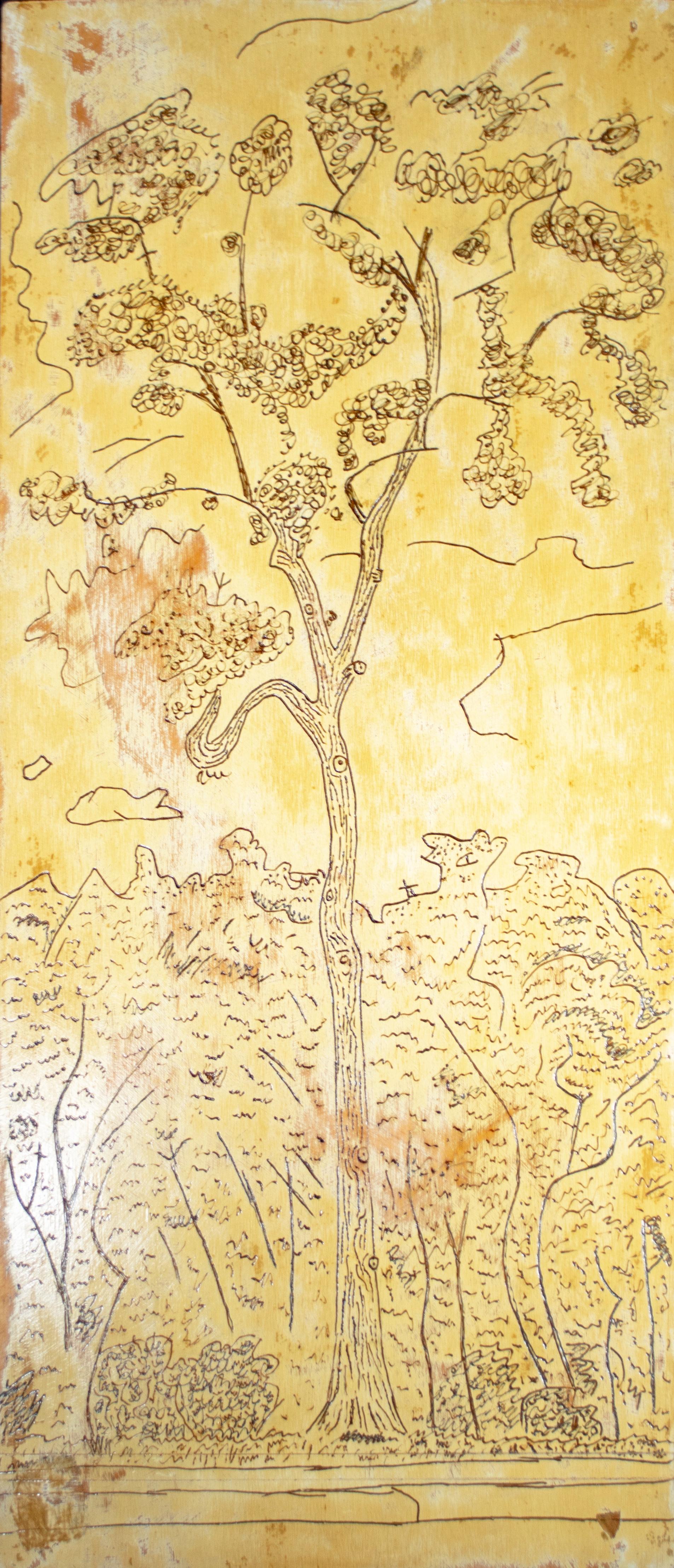 Peinture originale à l'huile sur bois « Tree » signée par Robert Richter en vente 1