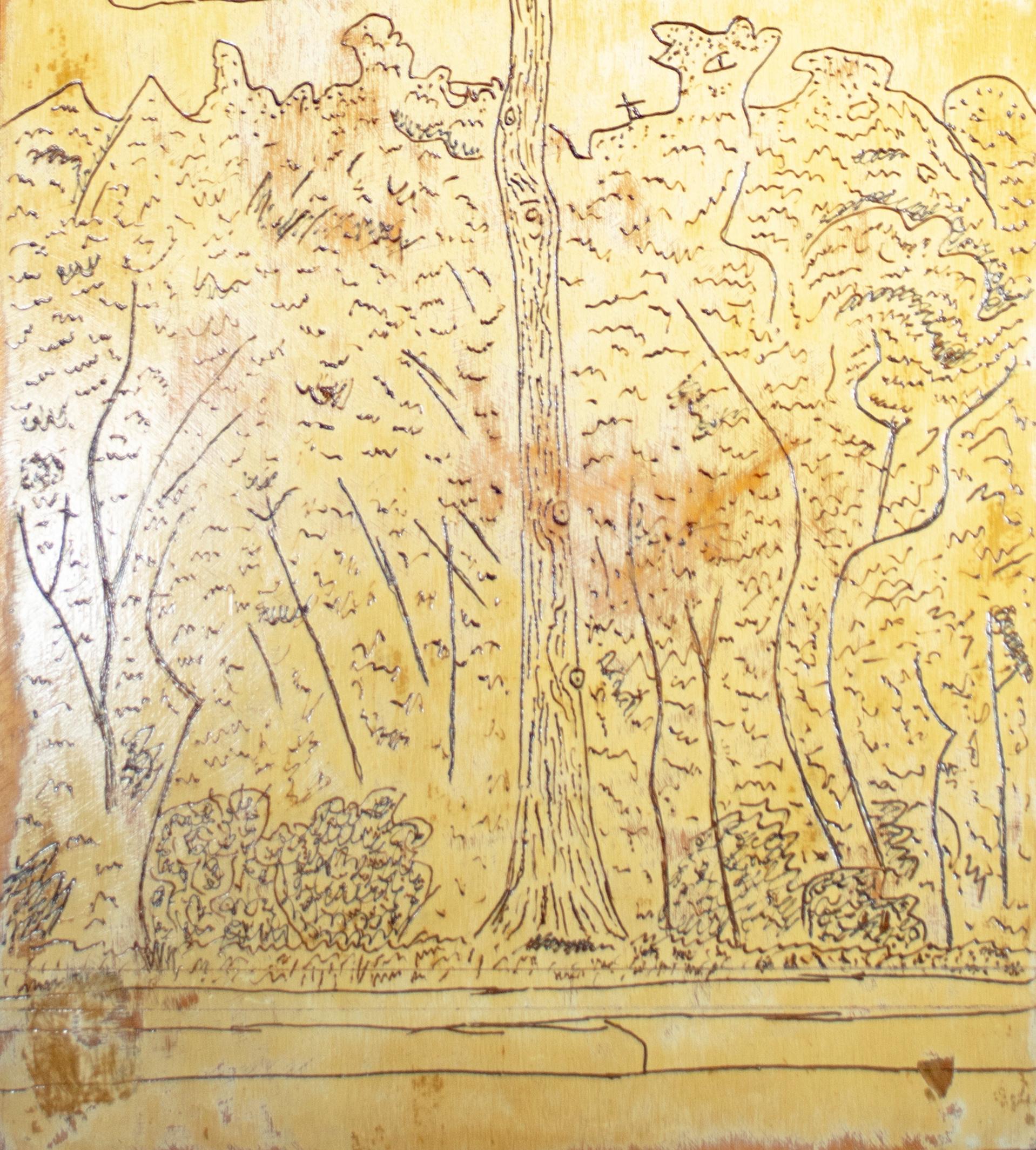 Peinture originale à l'huile sur bois « Tree » signée par Robert Richter en vente 2