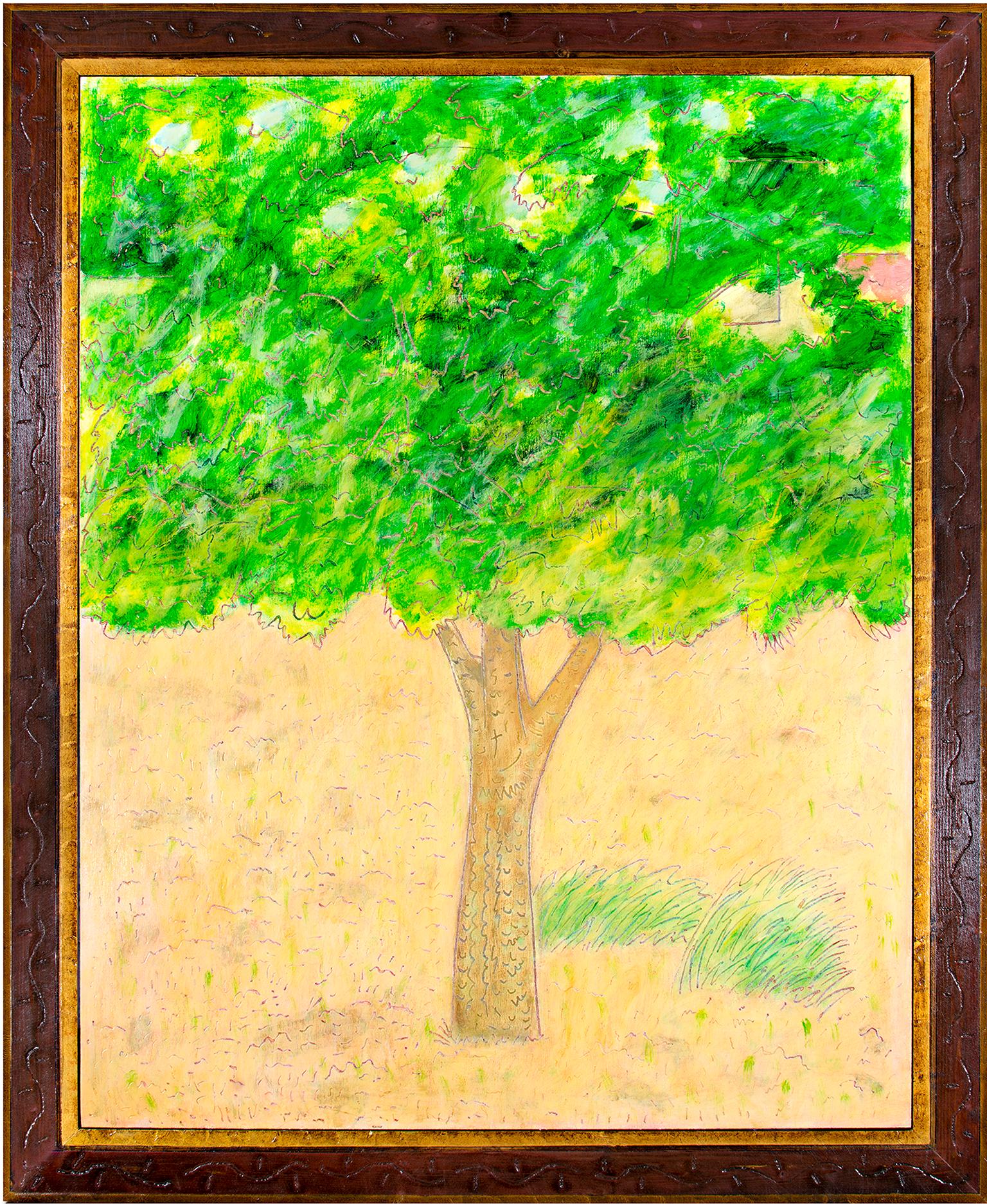 "Summer Grass" ist ein Original-Ölgemälde auf Holz des Künstlers Robert Richter aus Wisconsin, das auf der Rückseite signiert ist. Der Rahmen wurde von der Künstlerin handgeschnitzt und ist somit ein integraler Bestandteil des Wortes. Den größten