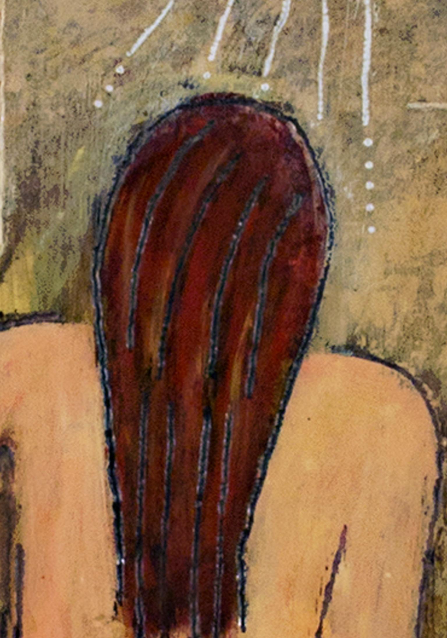 « The Shower », nu à l'intérieur, huile sur bois signée au dos par Robert Richter en vente 5
