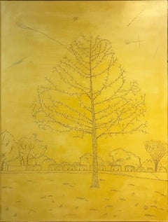 'Winter Tree' original oil on wood painting signed by Robert Richter