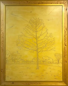 „Winterbaum“ Original-Gemälde in Öl auf Holz, signiert von Robert Richter