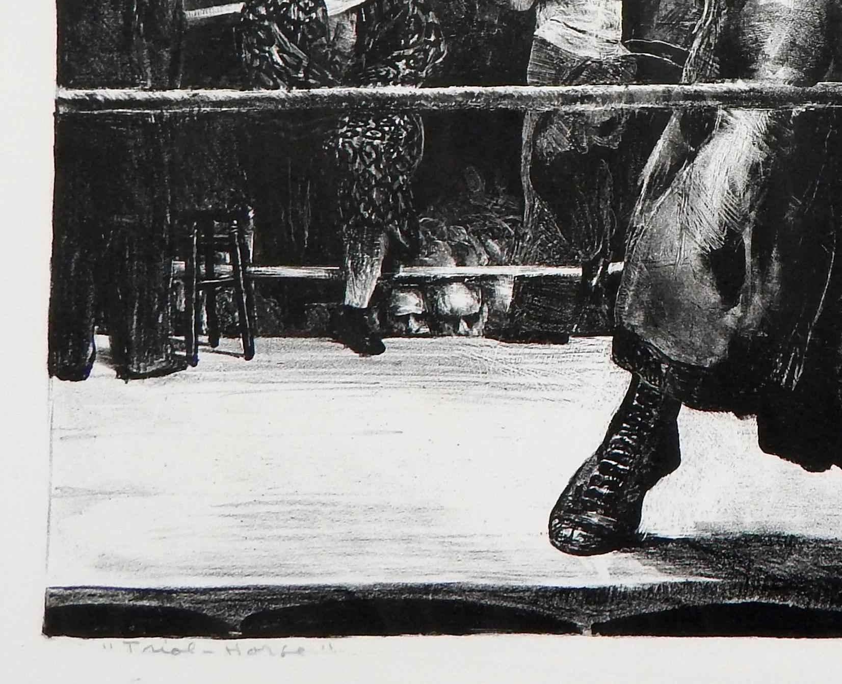 Lithographie originale de Robert Riggs, sujet de boxe « Trial Horse » Excellent état - En vente à Phoenix, AZ