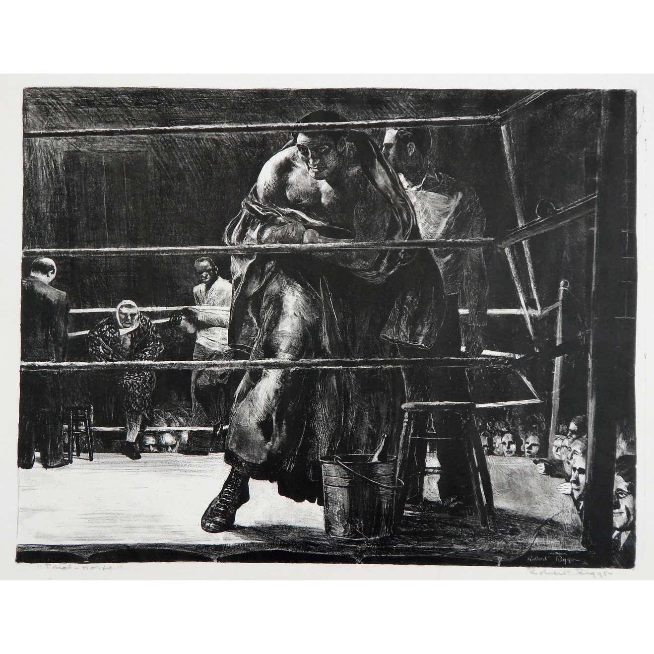 Robert Riggs Original Lithograph, Boxing Subject “Trial Horse” For Sale ...