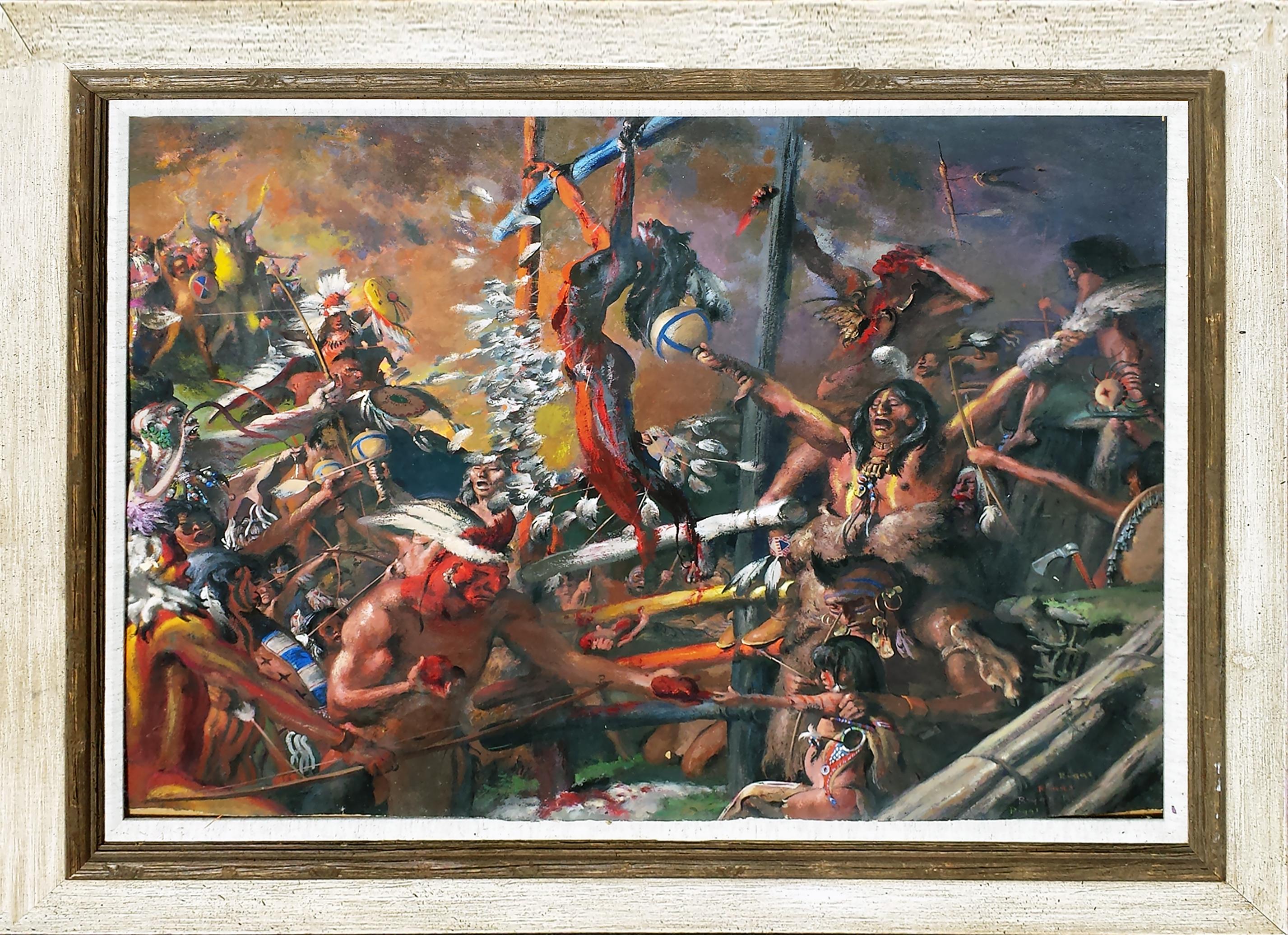  Indian sacrificial ceremony -   Aztec  Human Sacrifice  - Painting by Robert Riggs