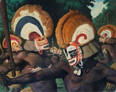 Hommes des tribus avec des coiffes