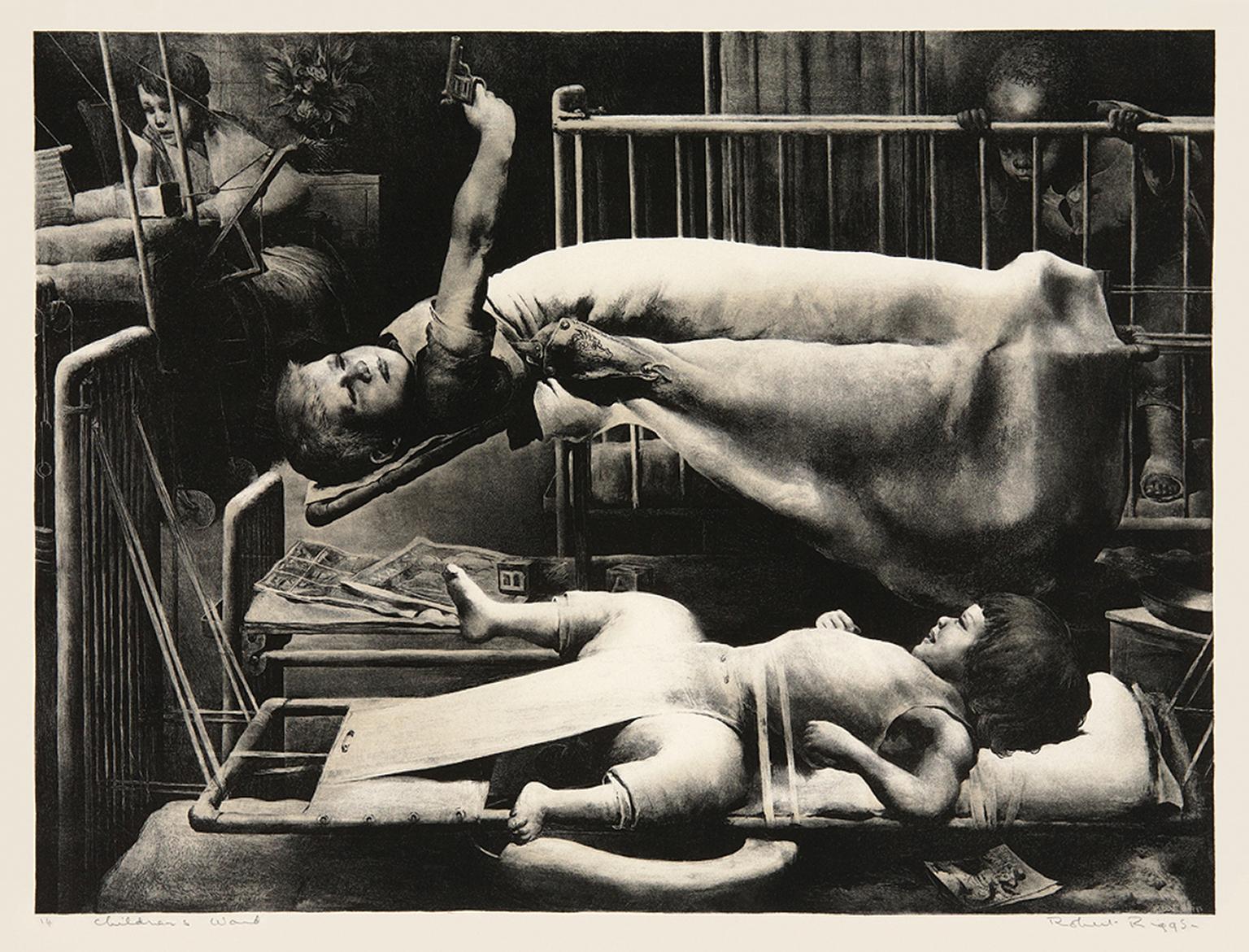 Figurative Print de Robert Riggs - Pabellón infantil" - Realismo con conciencia social