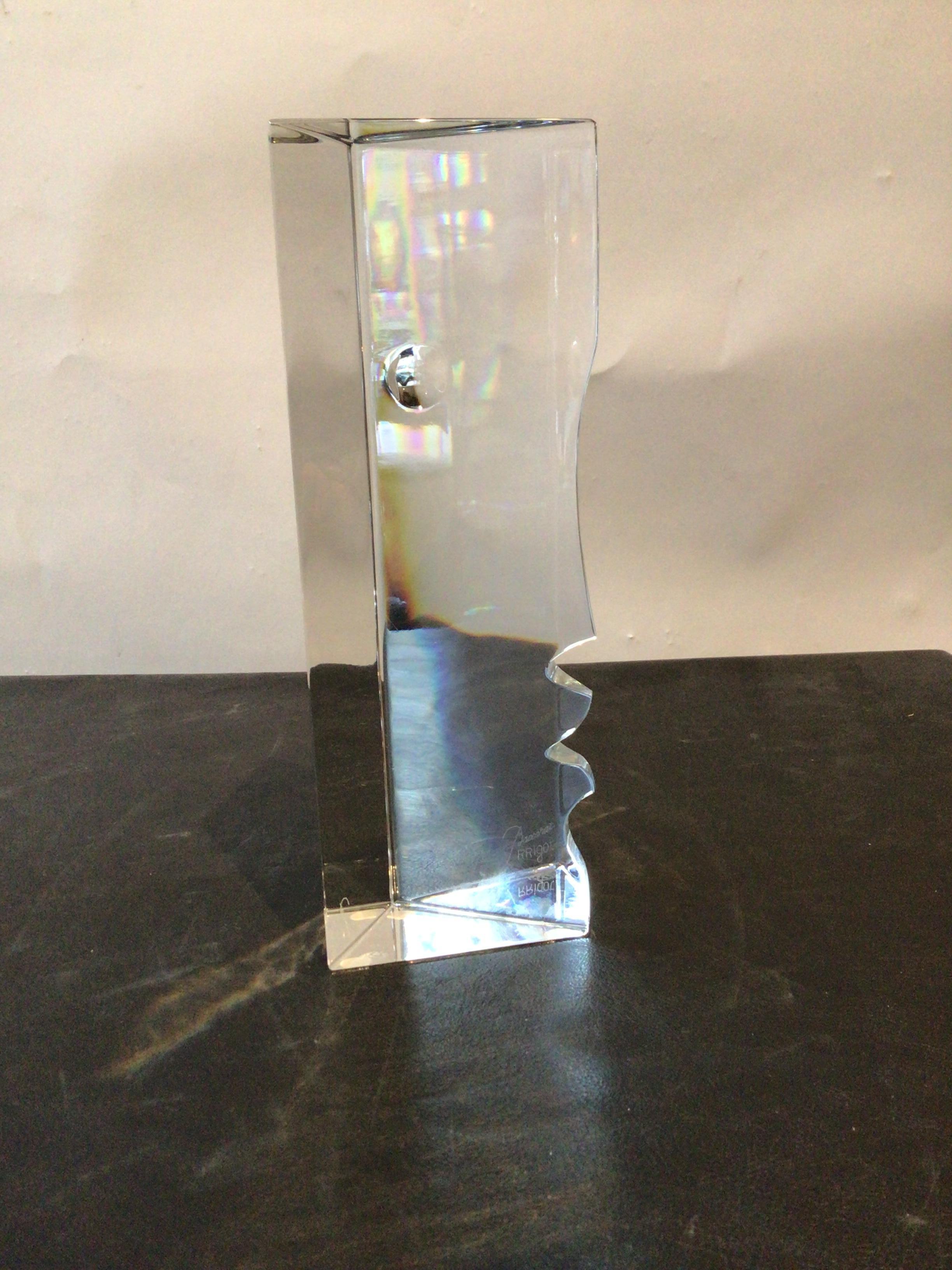 Robert Rigot Baccarat Crystal Face Sculpture In Good Condition In Tarrytown, NY