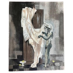 Robert Ritter (American b. 1949) Mid-Century Surrealist Small Oil Painting