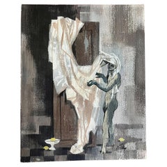 Robert Ritter (American b. 1949) Mid-Century Surrealist Small Oil Painting