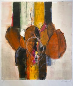 On Track Monotype Print, Abstract Style, Signed, 2010+, Unframed