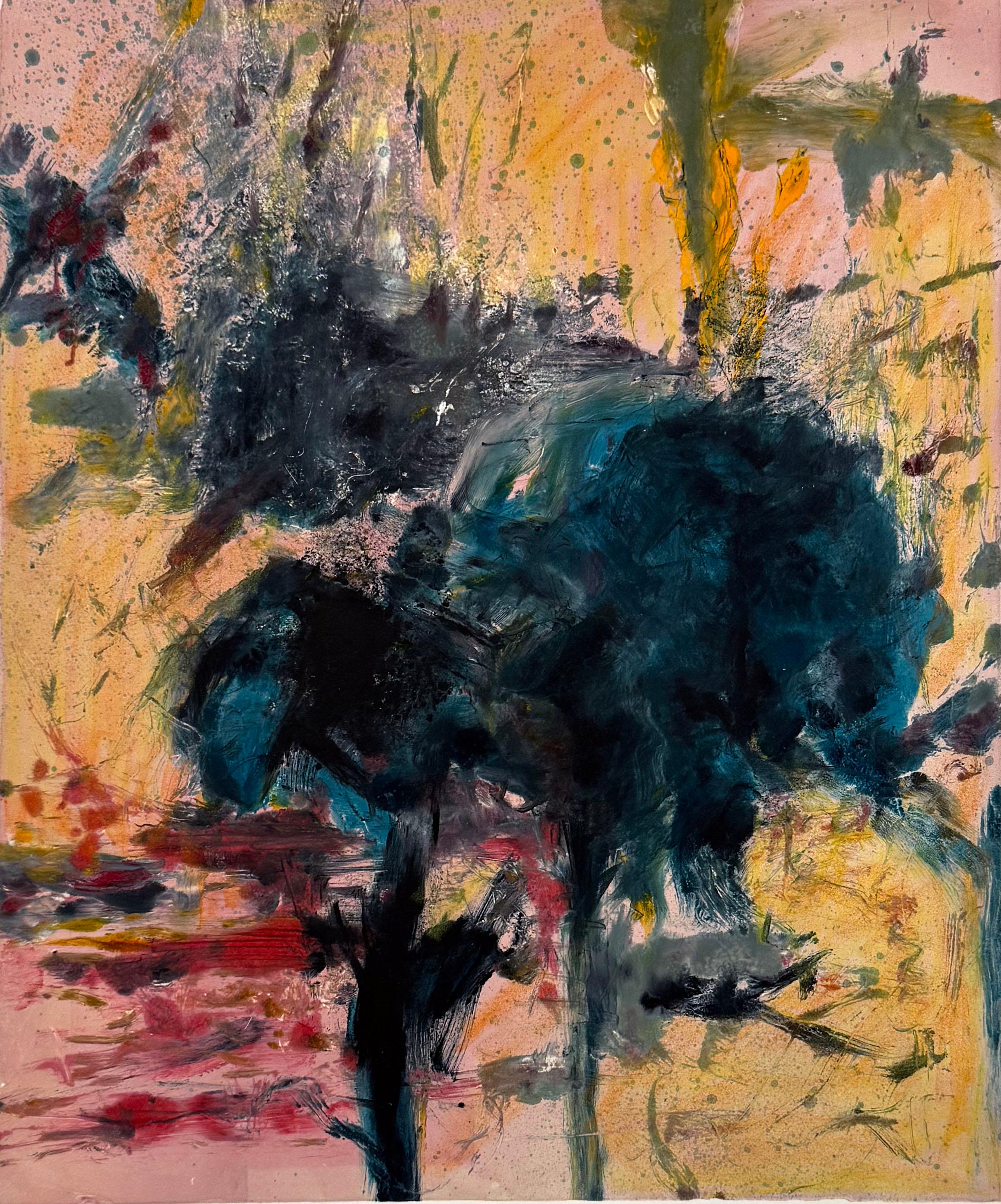 Unique monotype, signed and numbered 1/1.

Artist Robert Roach lived in Santa Fe, New Mexico.  His one-of-a-kind, abstract monoprints were inspired by the landscape, climate and light of the American Southwest.  He has been shown in a number of