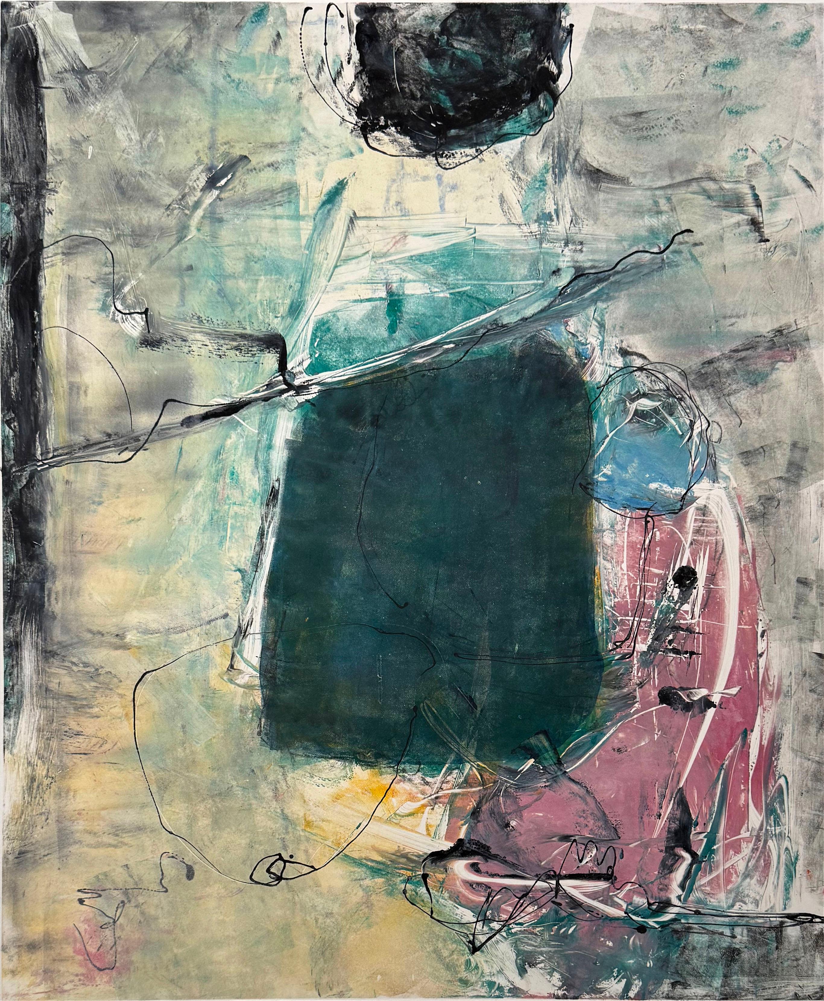 Unique monotype, signed and numbered 1/1.

Artist Robert Roach lived in Santa Fe, New Mexico.  His one-of-a-kind, abstract monoprints were inspired by the landscape, climate and light of the American Southwest.  He has been shown in a number of