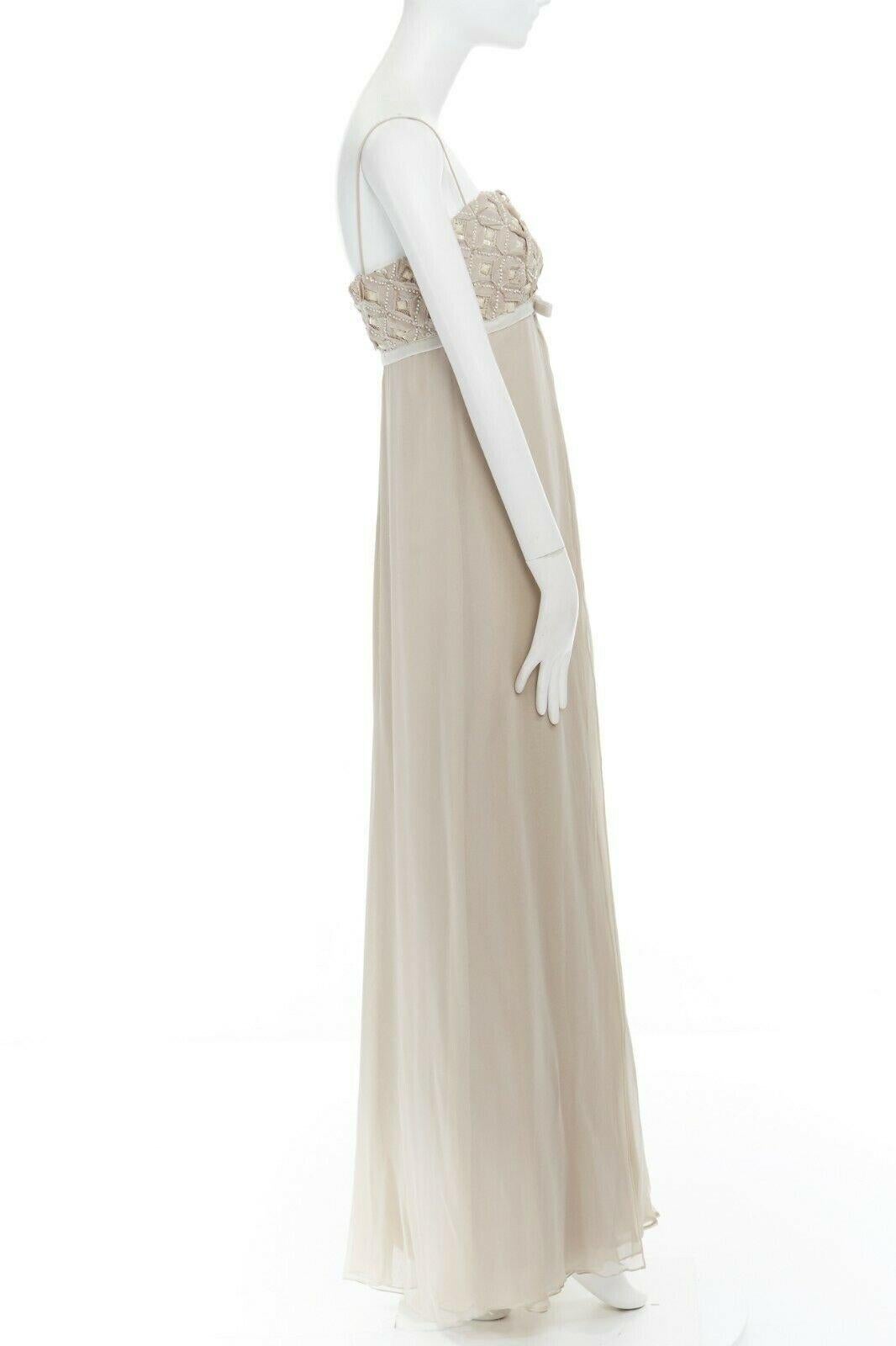 ROBERT RODRIGUEZ blush silk jewel sequins embellished velvet bow evening gown M In Good Condition In Hong Kong, NT