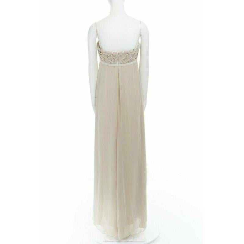 ROBERT RODRIGUEZ blush silk jewel sequins embellished velvet bow evening gown M For Sale 2