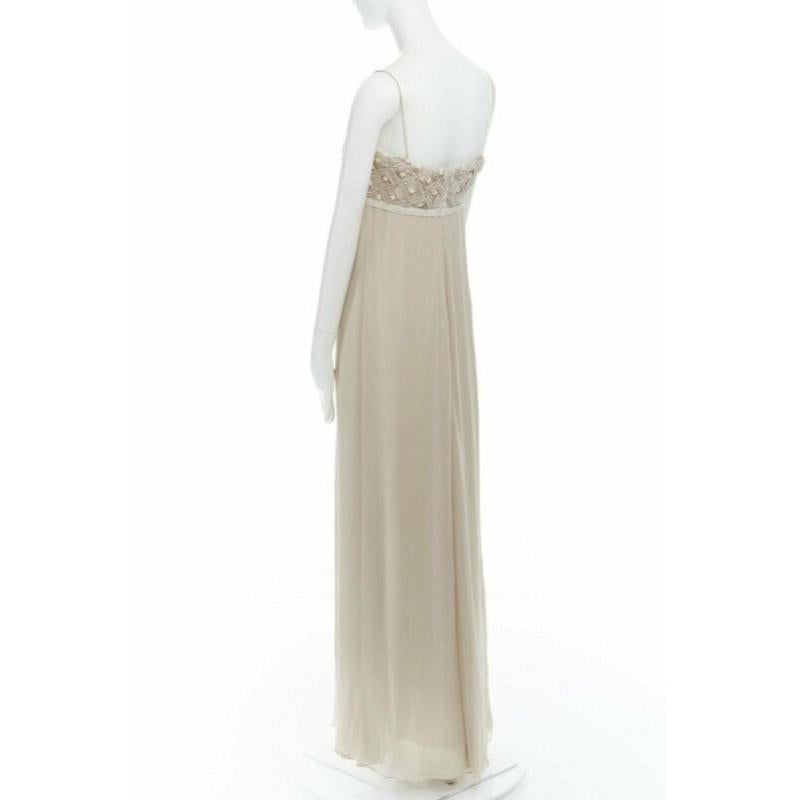 ROBERT RODRIGUEZ blush silk jewel sequins embellished velvet bow evening gown M For Sale 3