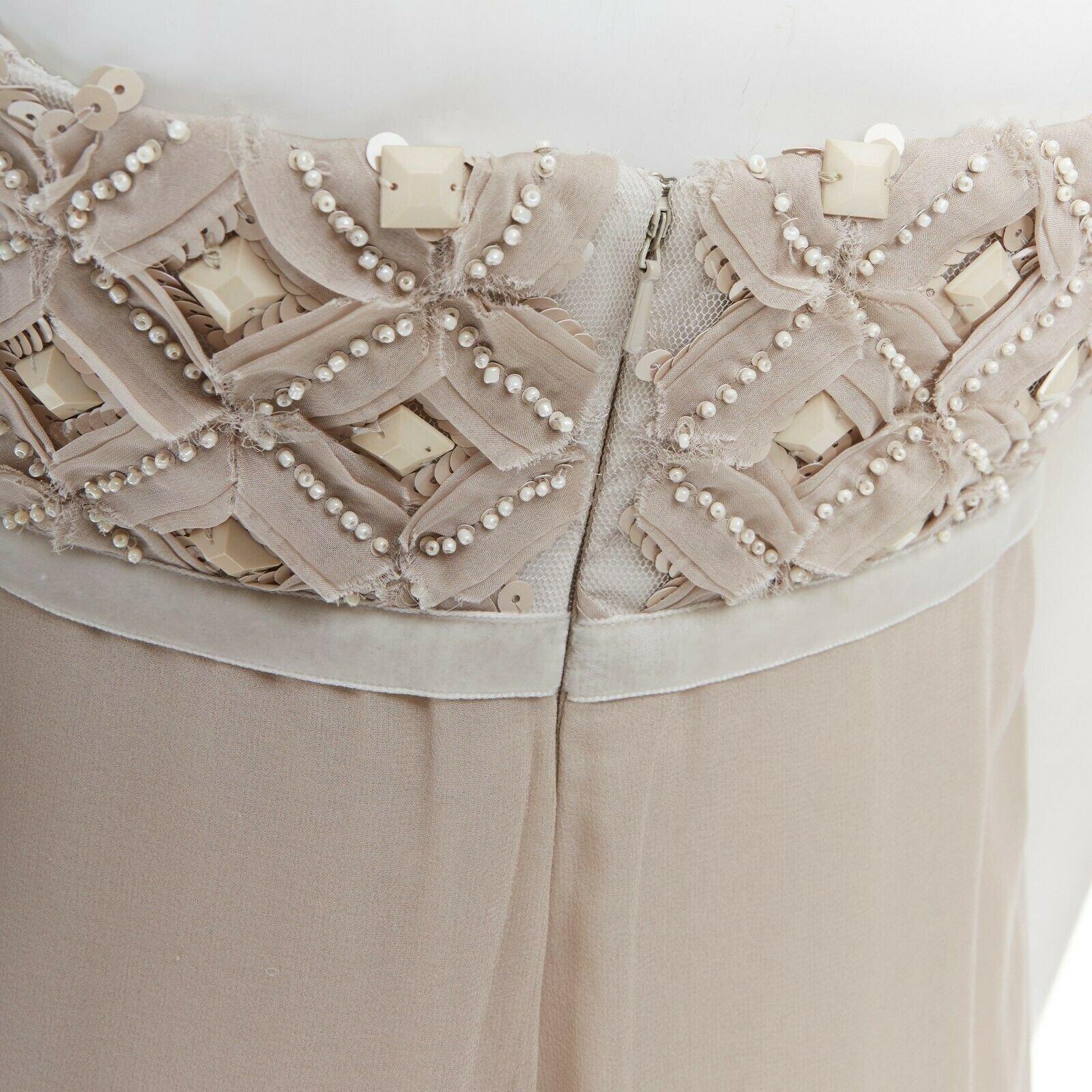 ROBERT RODRIGUEZ blush silk jewel sequins embellished velvet bow evening gown M 4