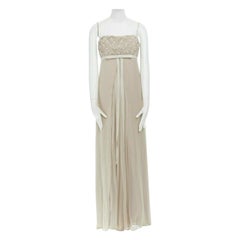 ROBERT RODRIGUEZ blush silk jewel sequins embellished velvet bow evening gown M