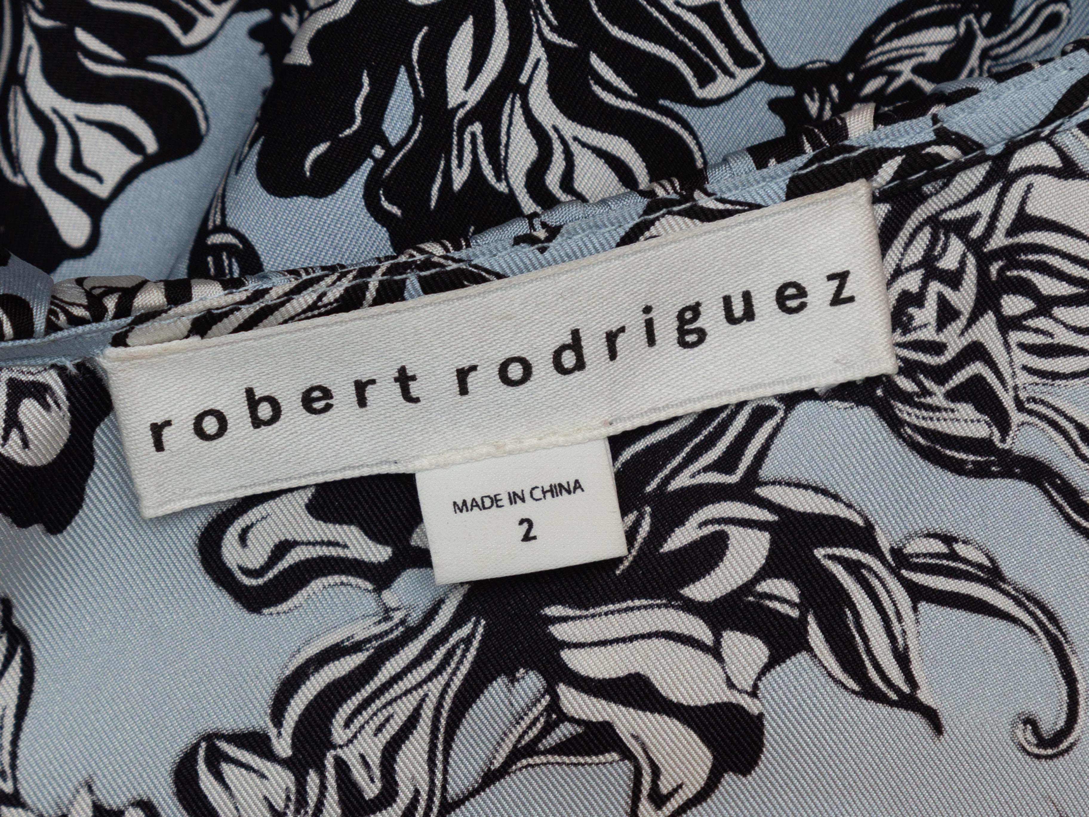 Gray Robert Rodriguez Light Blue & Multicolor Silk Floral Print Dress