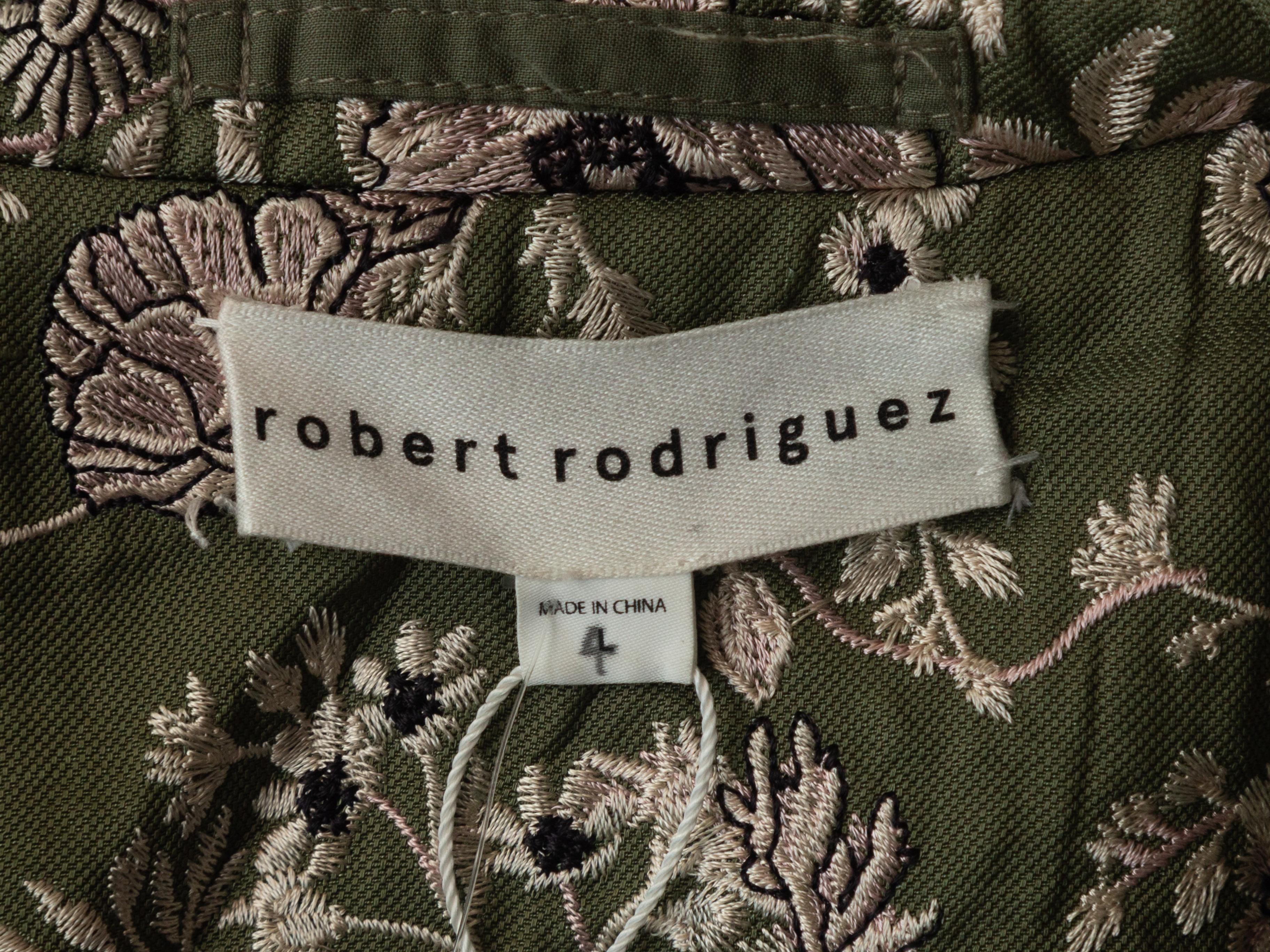 Robert Rodriguez Olive Green & Multicolor Jacquard Coat In Excellent Condition In New York, NY