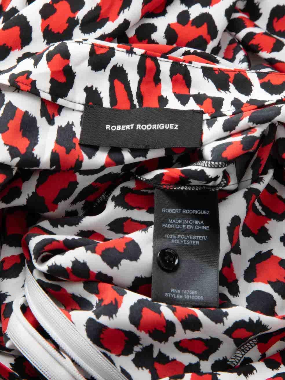 Women's Robert Rodriguez Red Leopard Print V-Neck Dress Size L For Sale