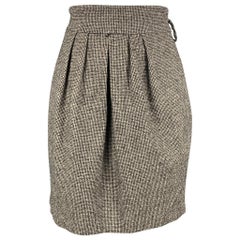 ROBERT RODRIGUEZ Size 2 Black & Cream Houndstooth Wool / Polyester Pleated Skirt