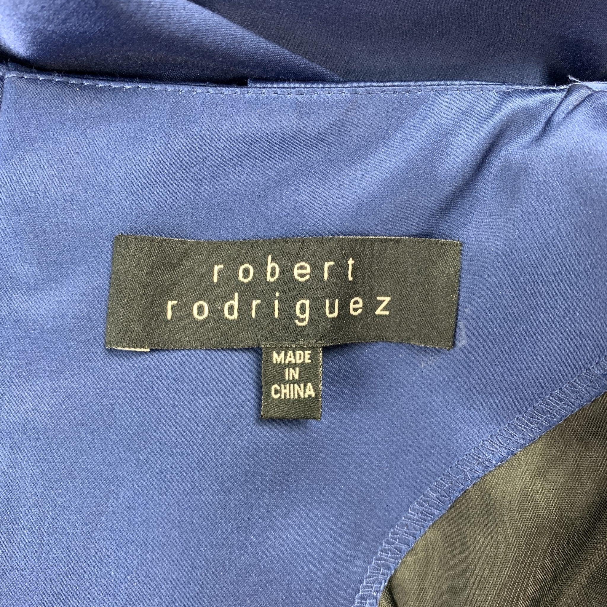 ROBERT RODRIGUEZ Size 2 Blue Cotton / Polyester V-Neck Sheath Cocktail Dress For Sale 2