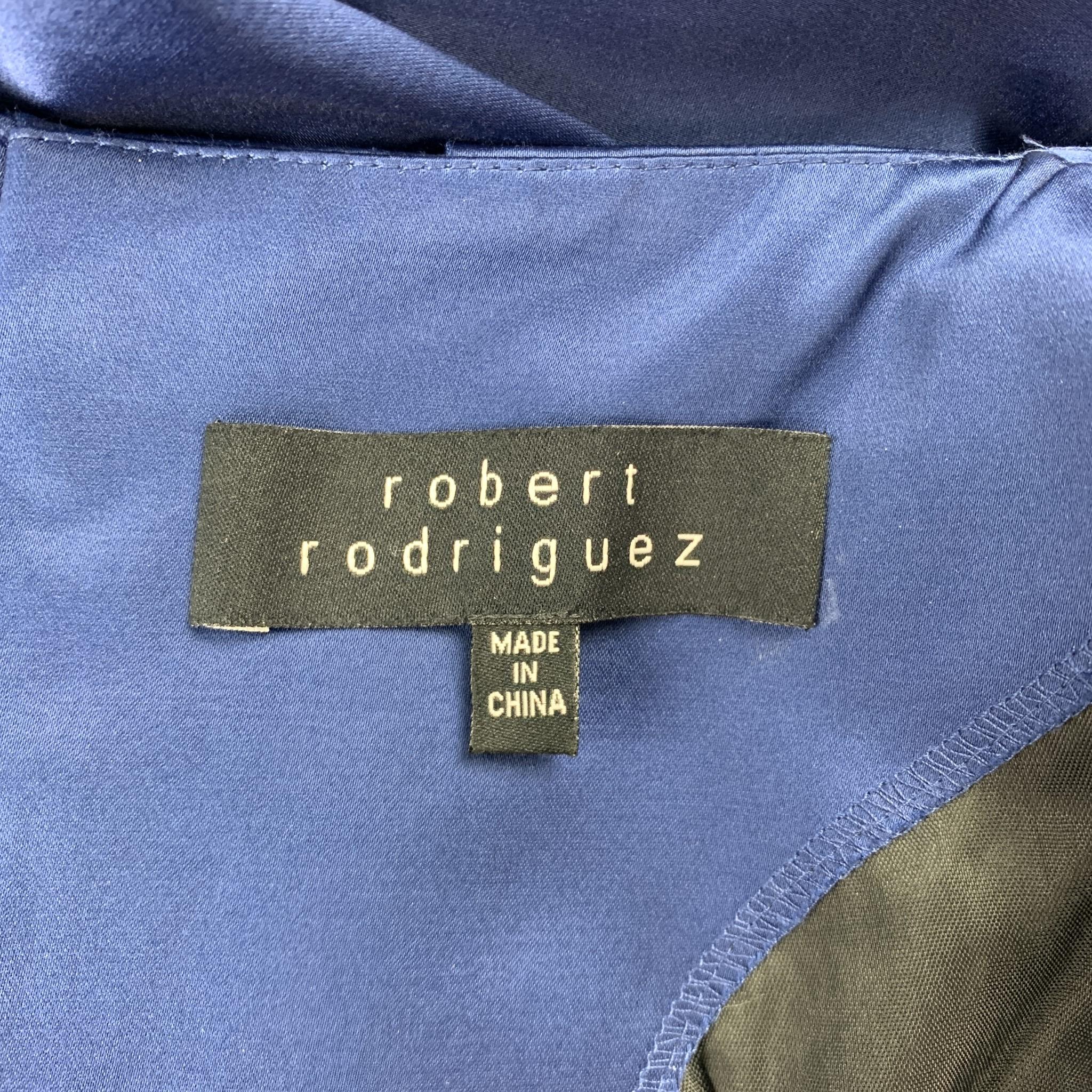 ROBERT RODRIGUEZ Size 2 Blue Cotton / Polyester V-Neck Sheath Cocktail Dress In Good Condition In San Francisco, CA