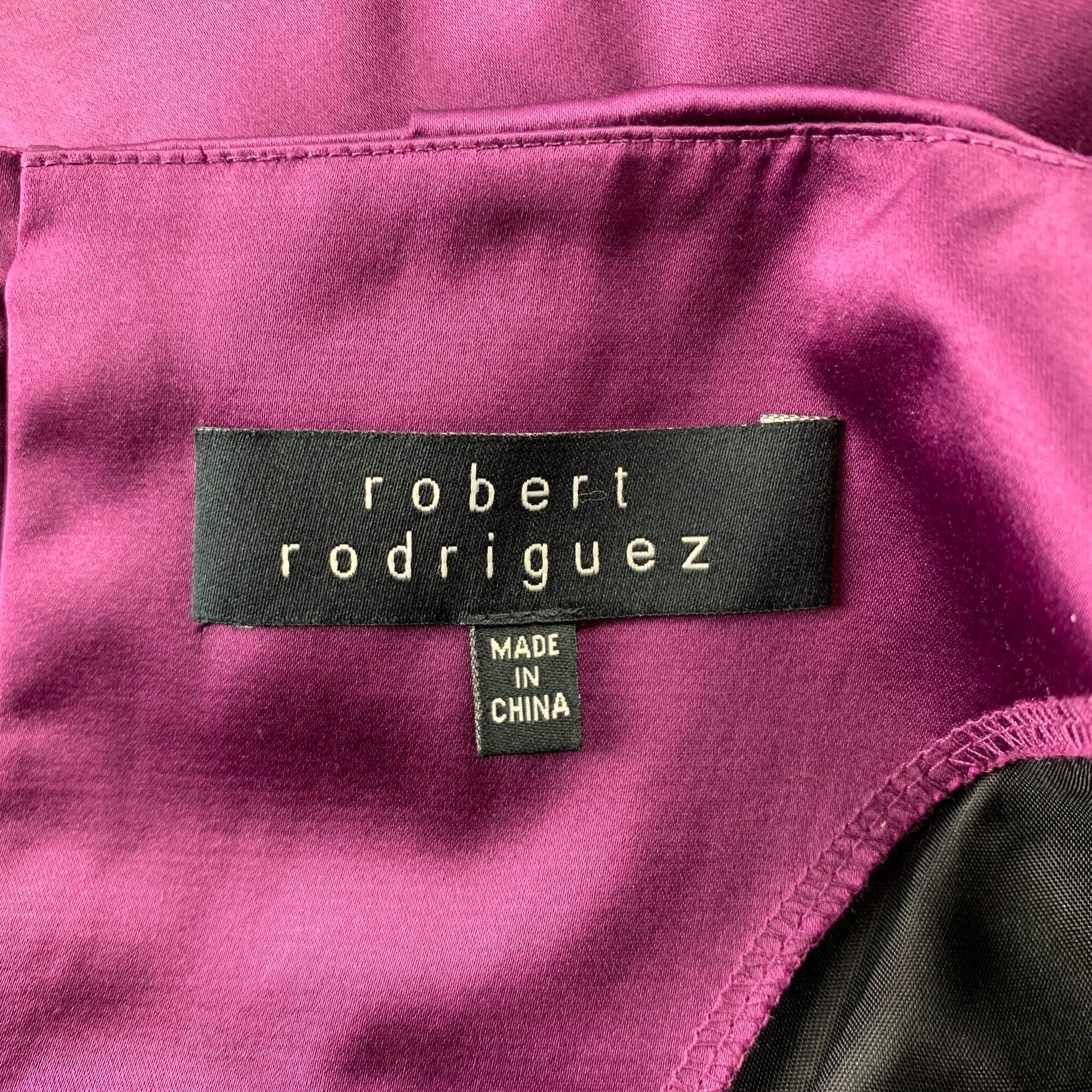 ROBERT RODRIGUEZ Size 4 Purple Cotton / Polyester V-Neck Sheath Cocktail Dress For Sale 1