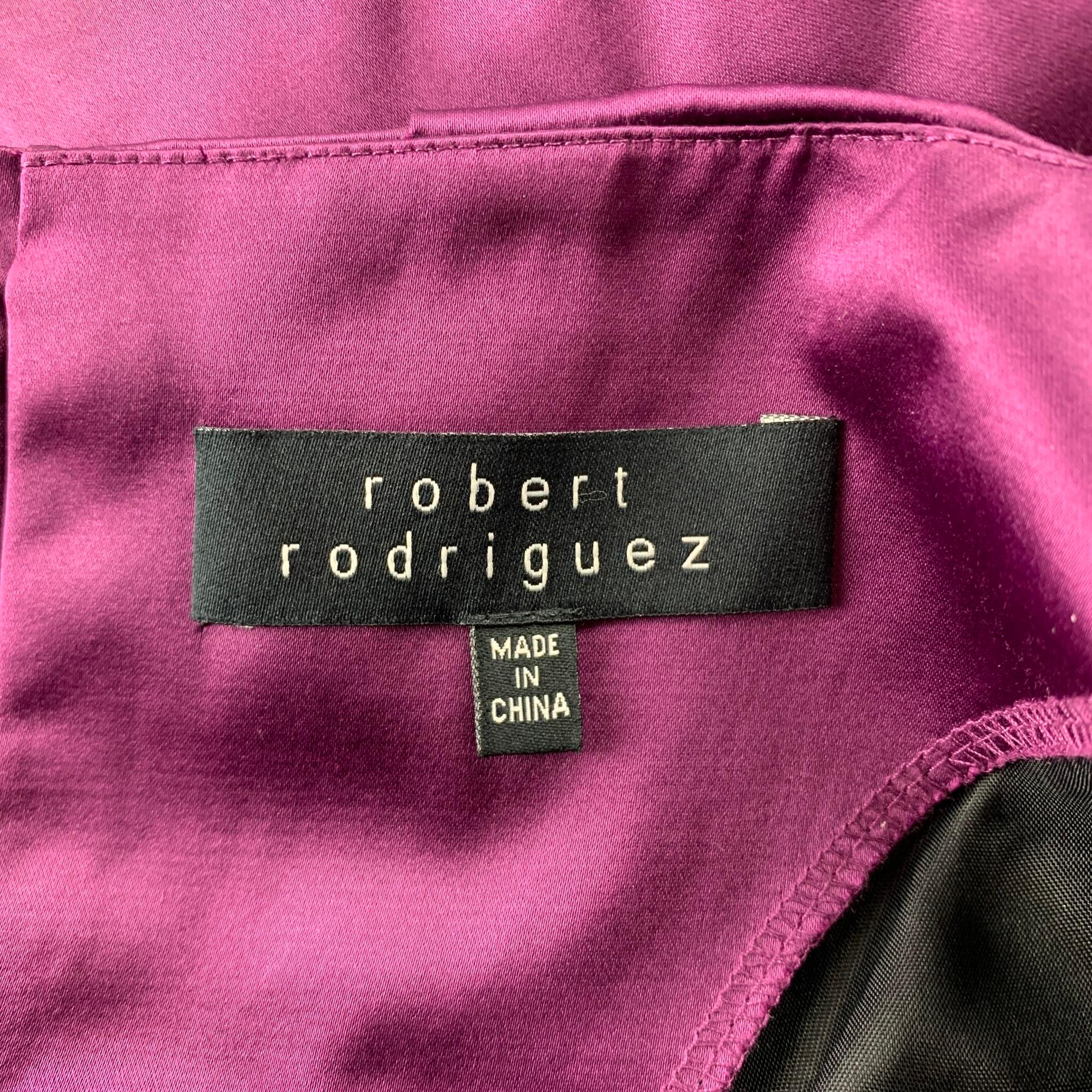 ROBERT RODRIGUEZ Size 4 Purple Cotton / Polyester V-Neck Sheath Cocktail Dress In Good Condition In San Francisco, CA