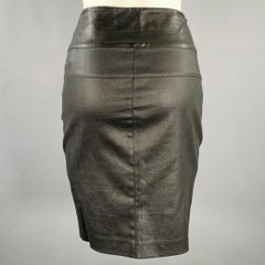 ROBERT RODRIGUEZ Größe 8 Schwarzer Bleistiftrock aus Baumwollmischung und Leder