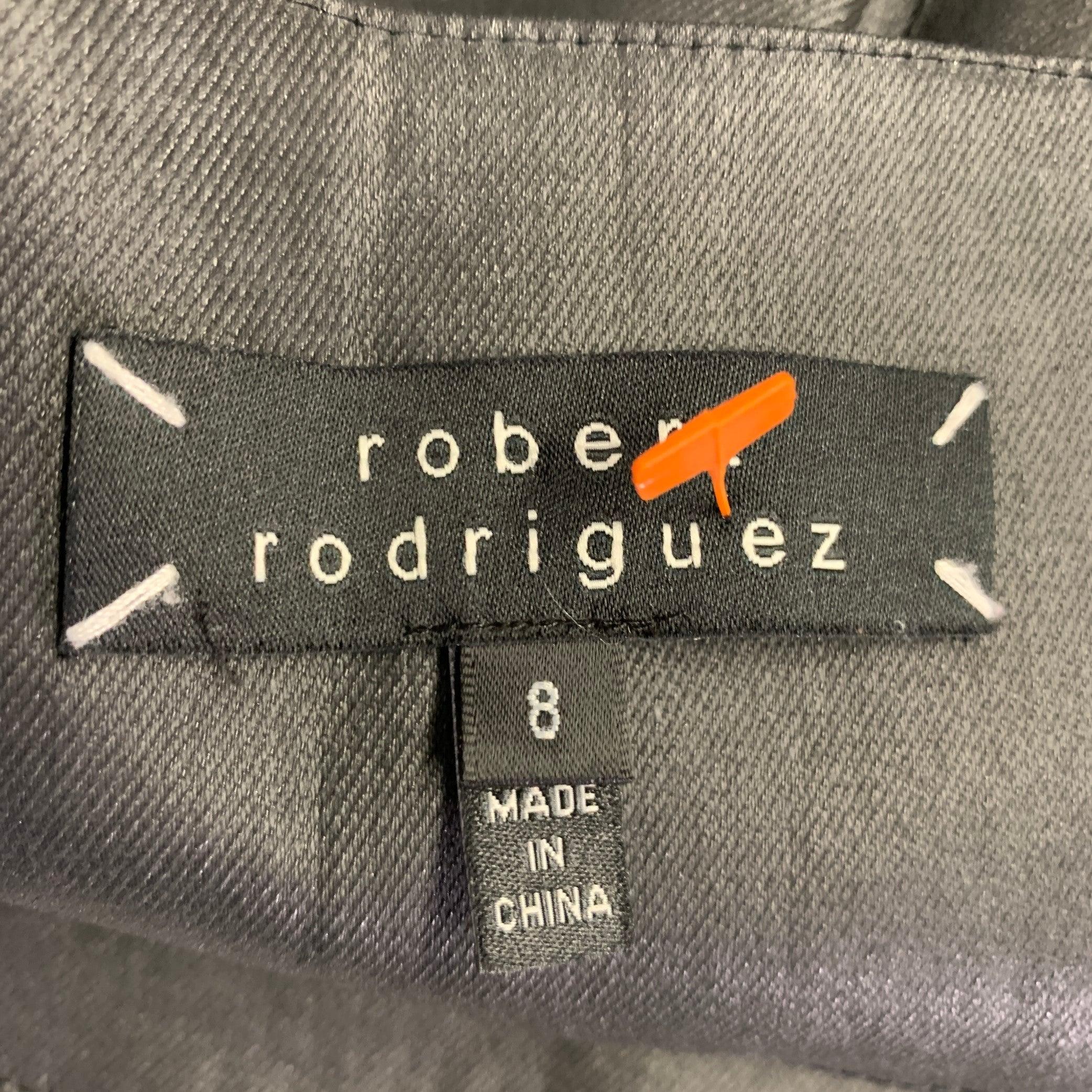 ROBERT RODRIGUEZ Size 8 Black Cotton Blend Leather Pencil Skirt In Excellent Condition For Sale In San Francisco, CA