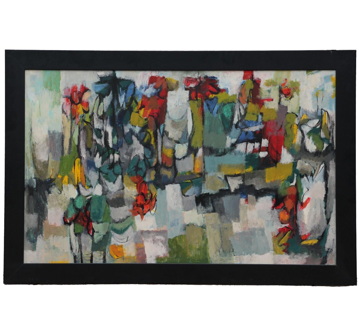 "Garden" Cubist Abstract Landscape - Mixed Media Art by Robert Rogan