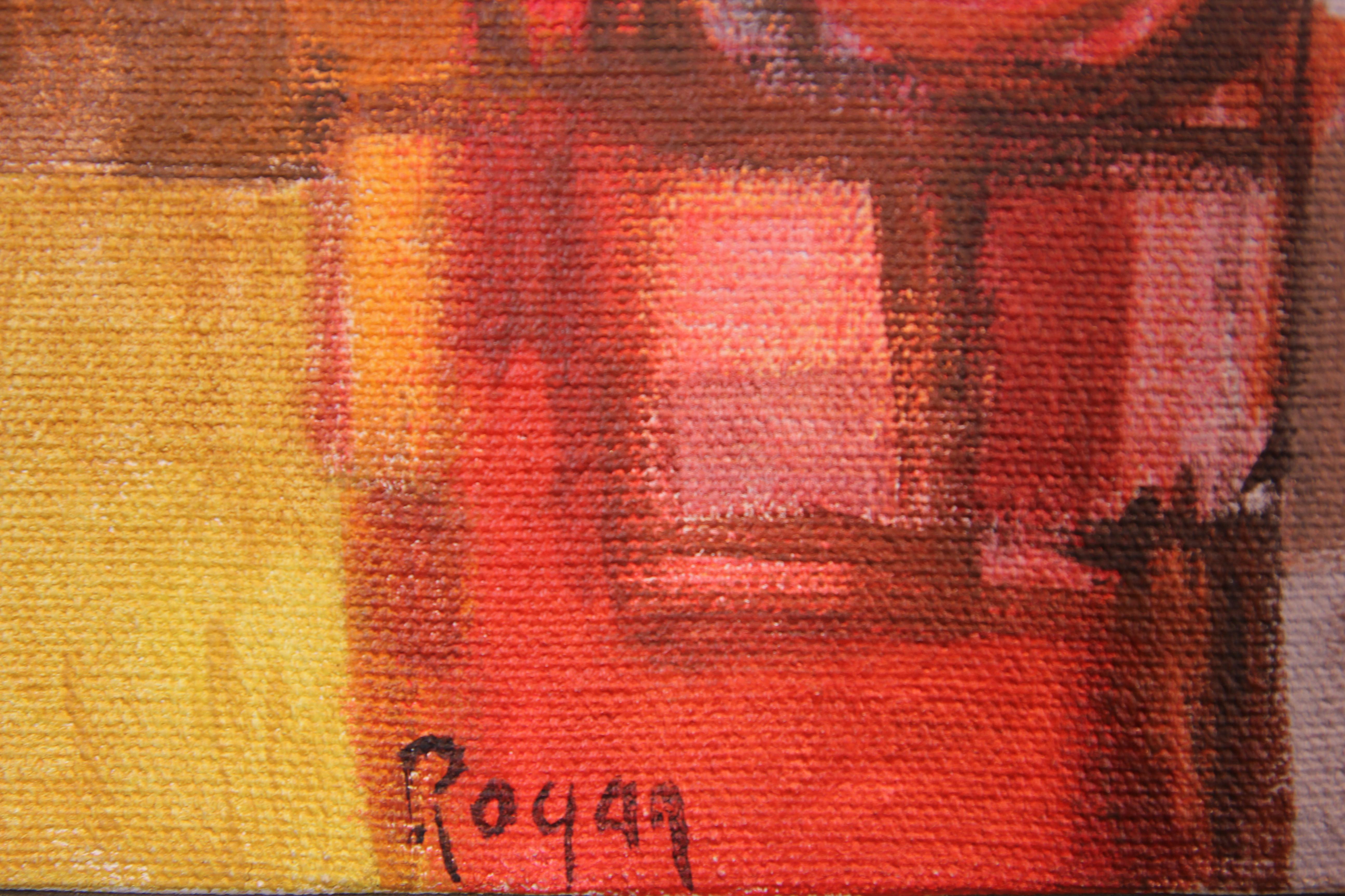 Red Abstract Cubist Landscape - Painting by Robert Rogan