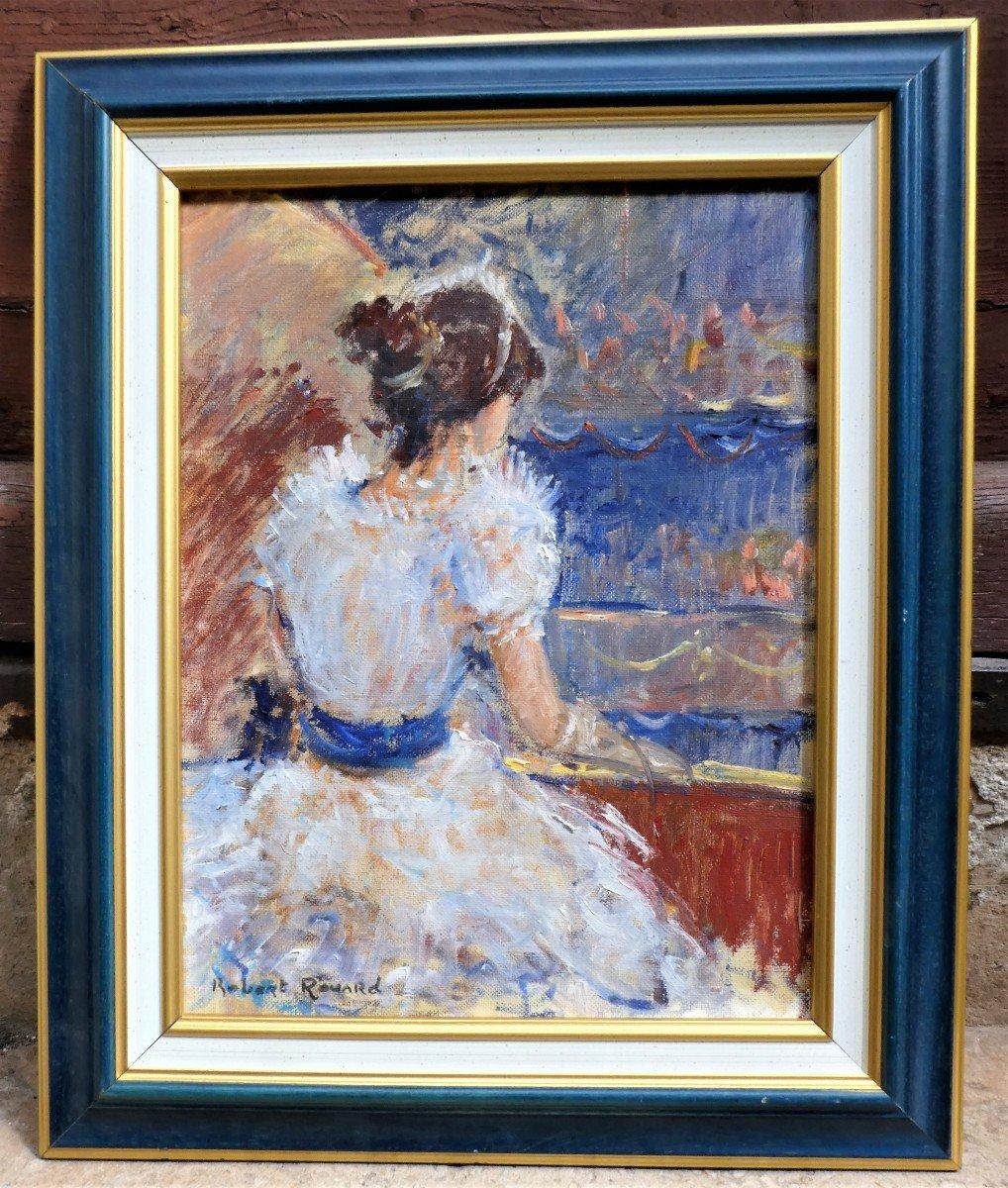 quadro donna seduta al bar