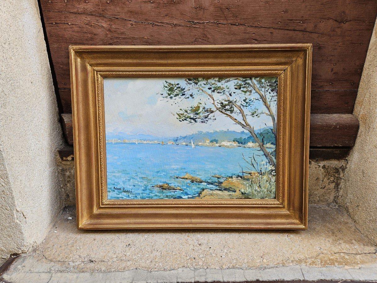 Veduta del mare, Olio originale su tela, Artista francese, Impressionista - Painting di Robert Rouard