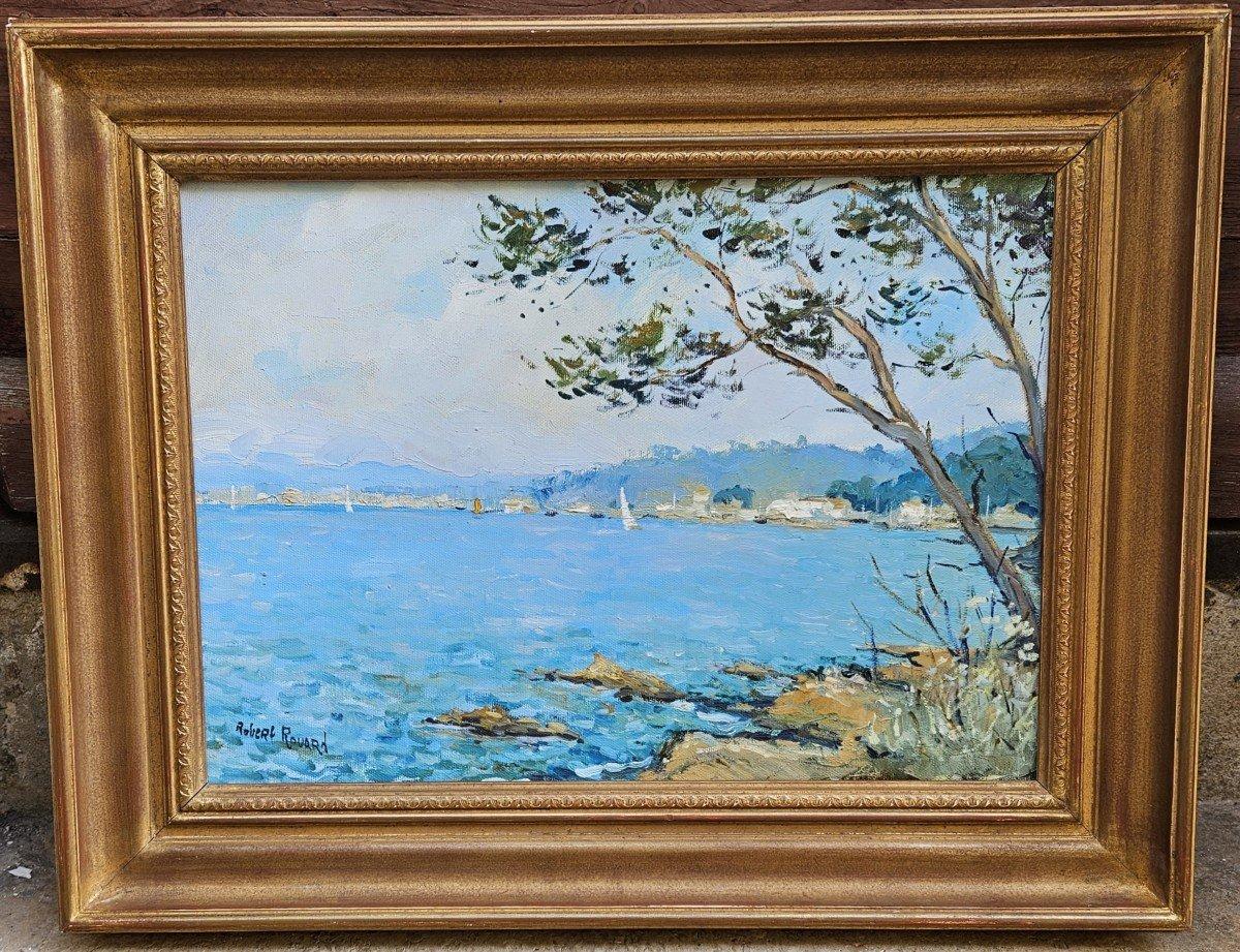Veduta del mare, Olio originale su tela, Artista francese, Impressionista - Painting Impressionismo di Robert Rouard