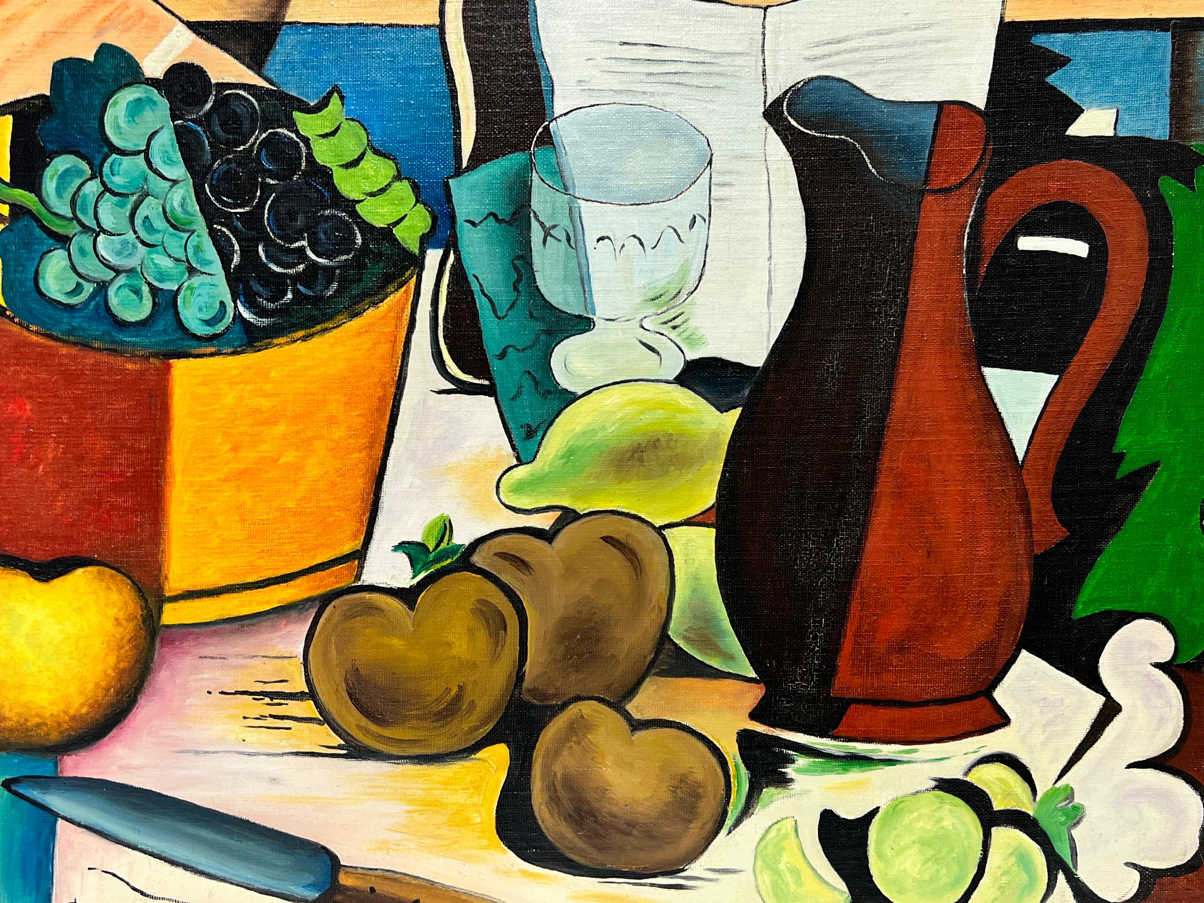 Artist/ School: Robert Roujas (French, 1908 - 2000), signed

Title: Still Life with Apples painted in the Cubist style. 

Medium: oil on board, unframed

Painting: 18 x 21.5 inches

Provenance: private collection, France

Condition: The painting is