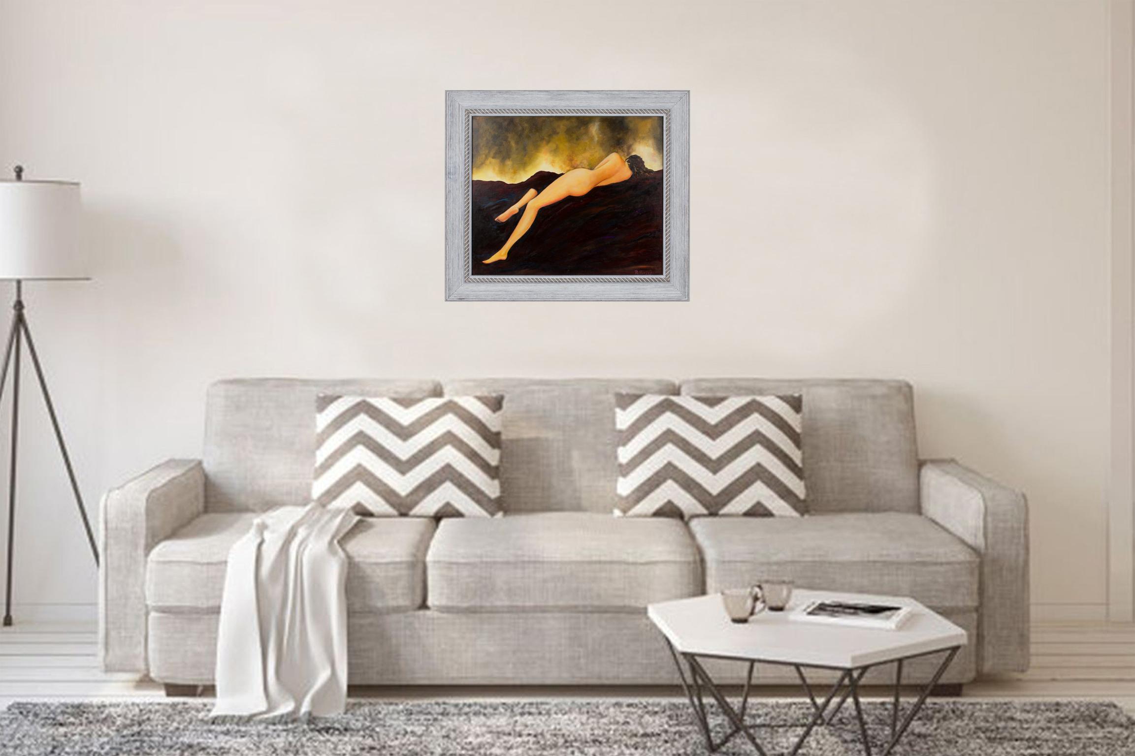 Lange braune haare liegender akt studie Öl auf leinwand Gemälde von Robert Roujas im Angebot 10