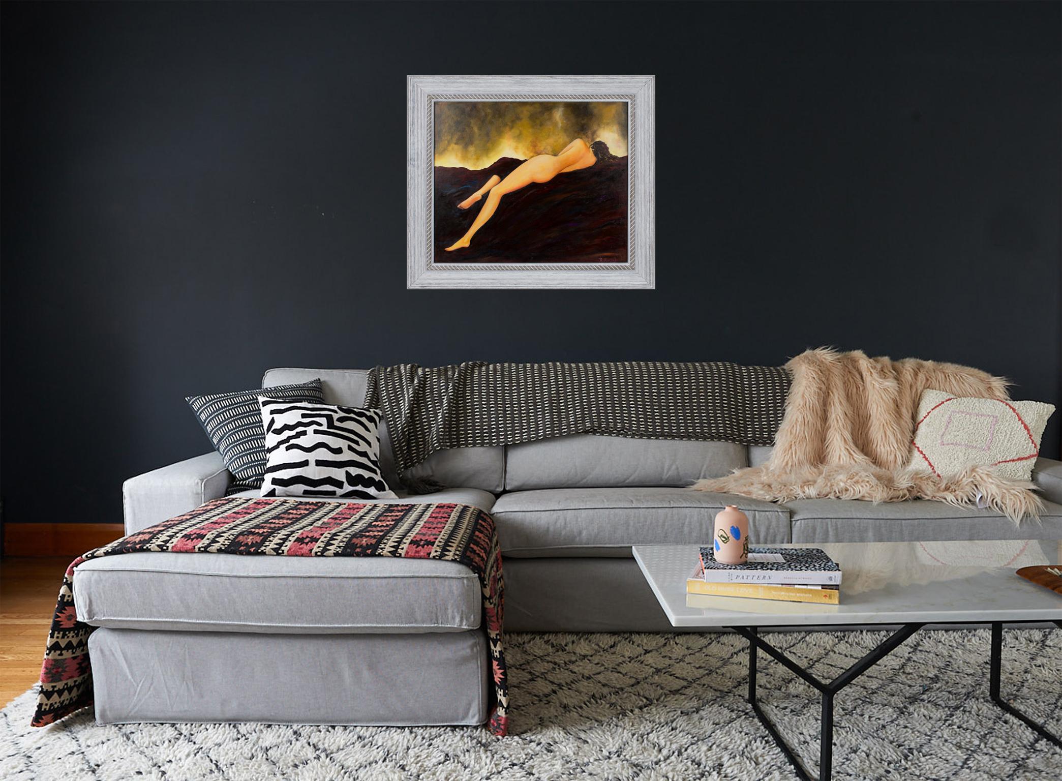 Lange braune haare liegender akt studie Öl auf leinwand Gemälde von Robert Roujas im Angebot 2