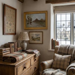 Robert Russell MacNee, Landschaft mit Bauernhof, Trainingsplatz und Pferden