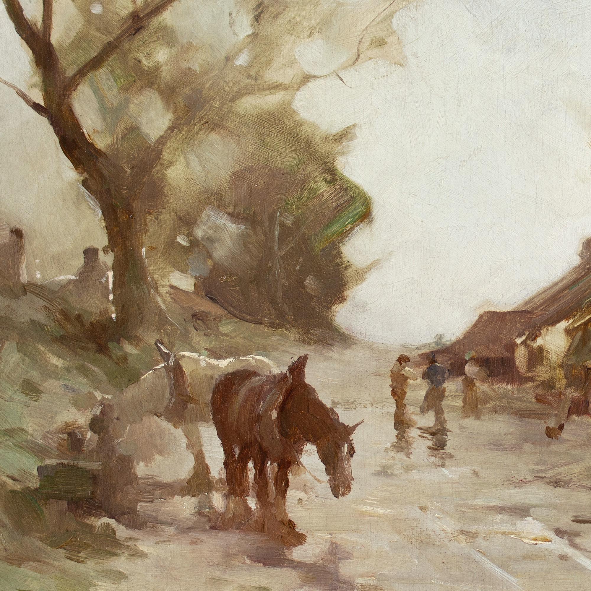 Robert Russell Macnee, Paesaggio con fattoria, binario e cavalli in vendita 4