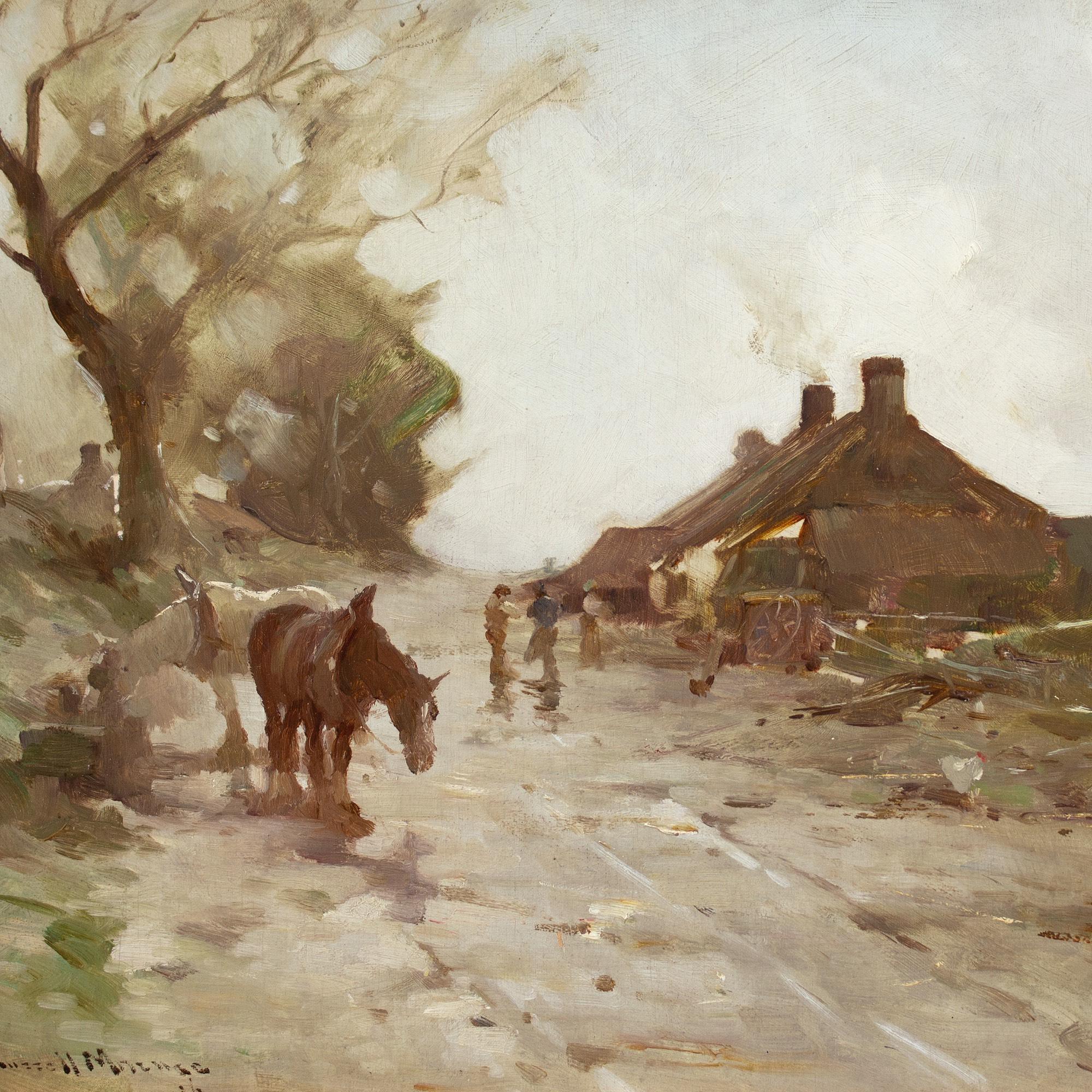 Robert Russell Macnee, Paesaggio con fattoria, binario e cavalli in vendita 6