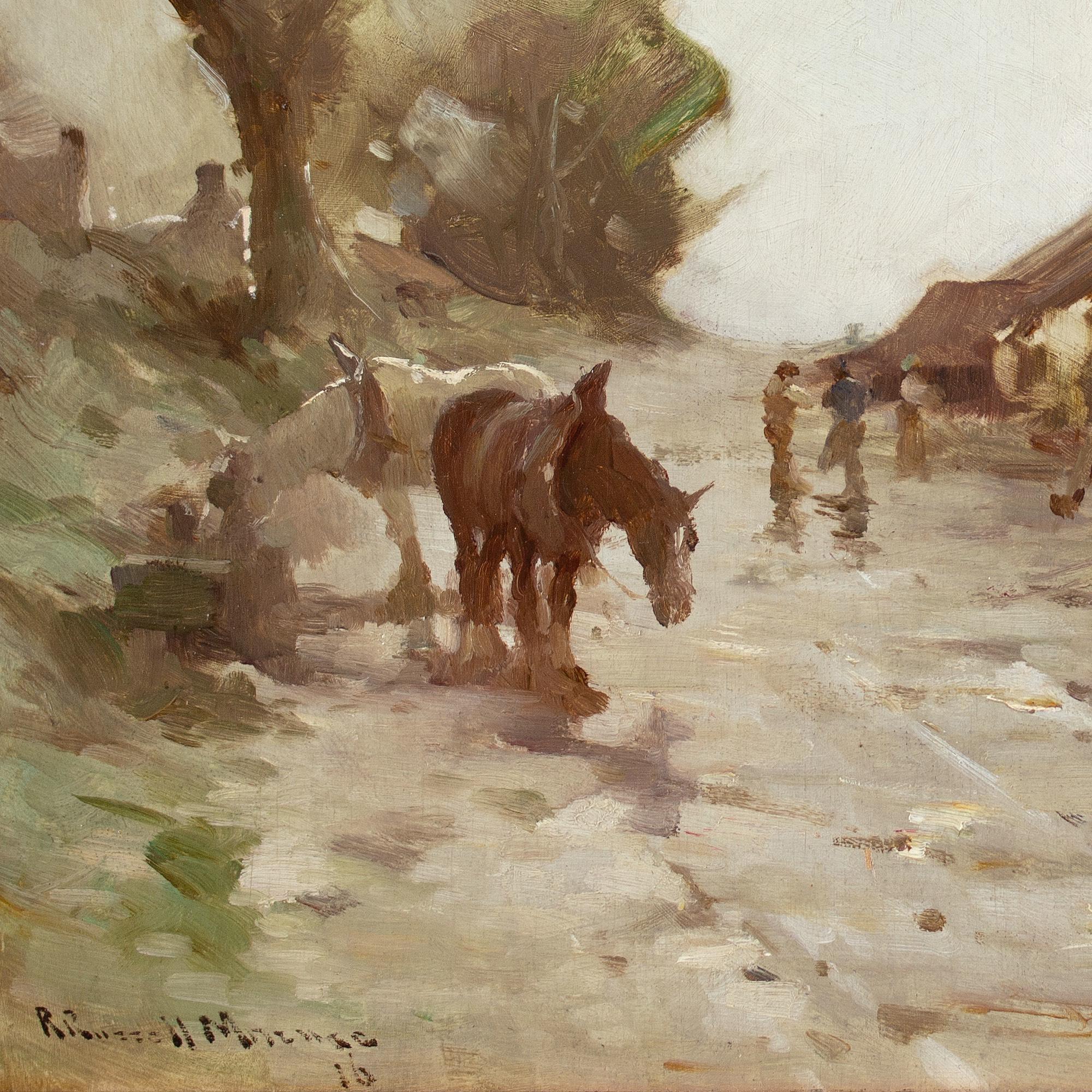 Robert Russell Macnee, Paesaggio con fattoria, binario e cavalli in vendita 7